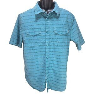 Vans Mens Blue Short Sleeve Button-Up Shirt Large - Barbed Wire Print